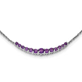 Sterling Silver Rhodium-plated Amethyst Pendant w/Necklace
